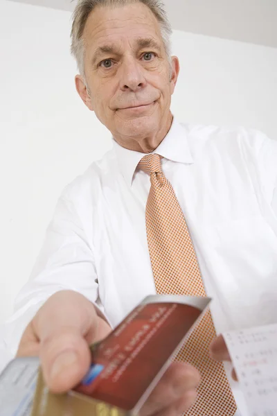 Businessman Holding Credit Cards — Stock Photo, Image