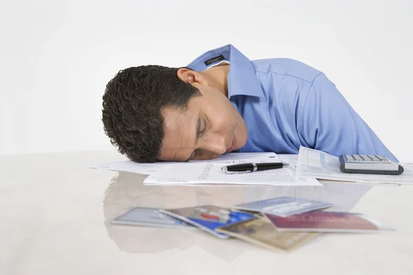 Man Exhausted From Paying Bills — Stock Photo, Image