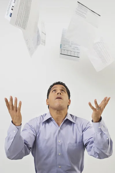 Man Throwing Bills in the Air — Stock Photo, Image