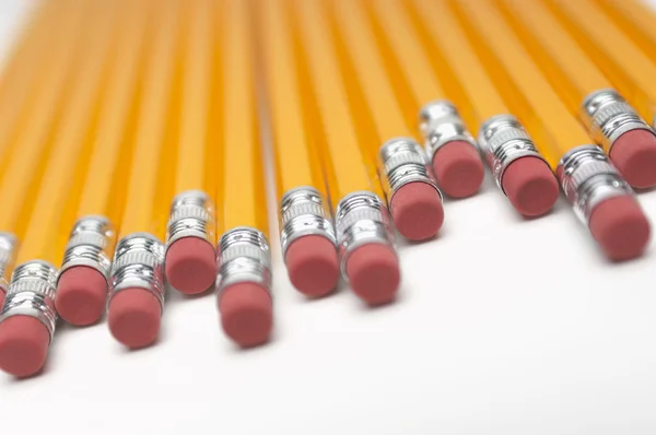Linha de Lápis Erasers — Fotografia de Stock