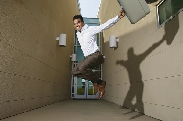 Successful Businessman Jumping — Stock Photo, Image
