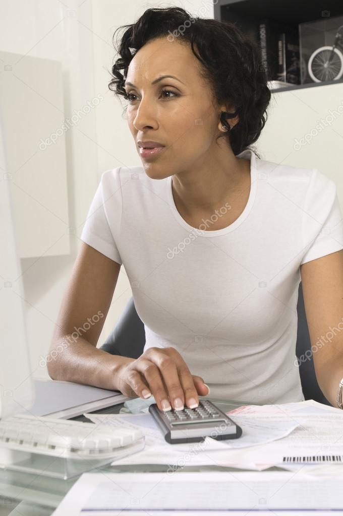 Woman Figuring Out Personal Finances