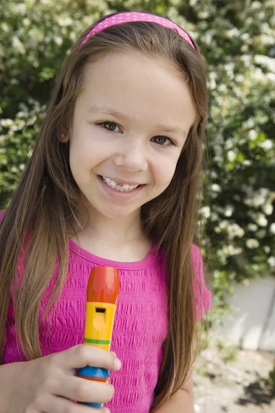 Niña con una grabadora —  Fotos de Stock