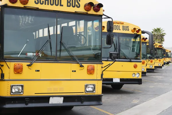 Geparkte Schulbusse — Stockfoto