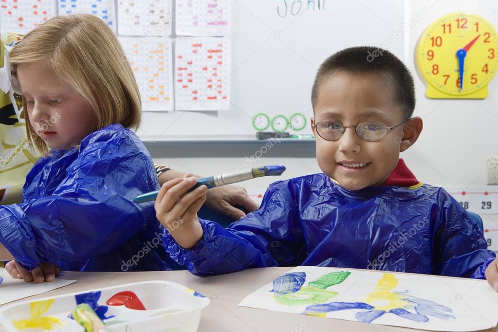 Elementary Students Painting