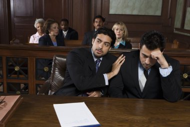 lawyer with upset client clipart