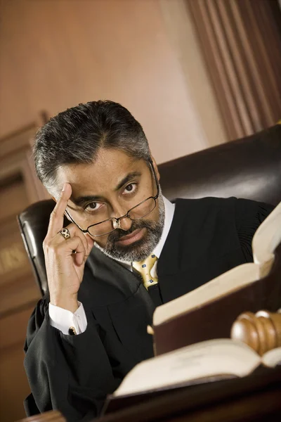 Thoughtful Judge With Book — Stock Photo, Image