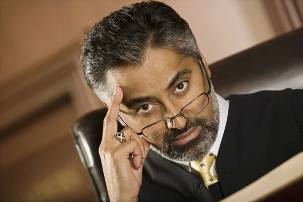 Thoughtful Judge In The Courtroom — Stock Photo, Image