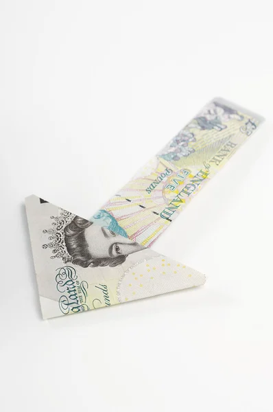 Arrow Sign Made Of Pound Bill — Stock Photo, Image