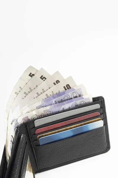 Wallet With Cards And Euro Notes — Stock Photo, Image