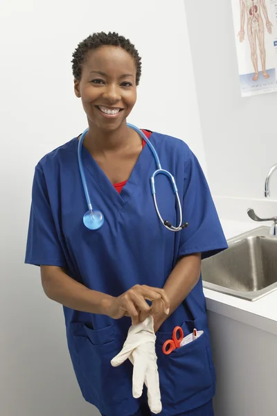 Doctor Wearing Disposable Glove — Stock Photo, Image