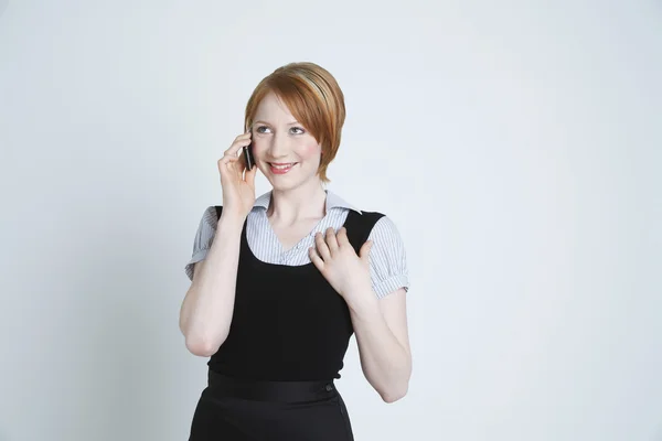 Happy Businesswoman Using Cell Phone — Stock Photo, Image