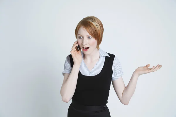 Surprised Businesswoman Using Cell Phone — Stock Photo, Image