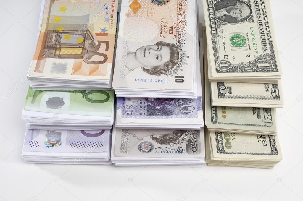 American, British And Euro Paper Currency