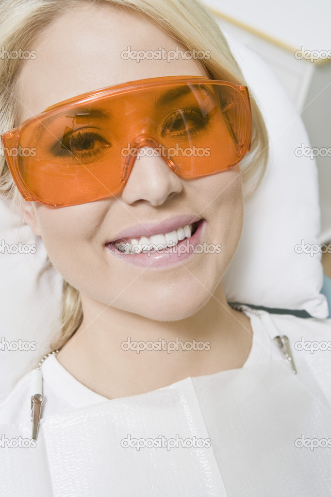 Dental Patient Wearing Protective Glasses — Stock Photo © londondeposit