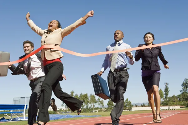 Business Crossing The Winning Line — Stock Photo, Image