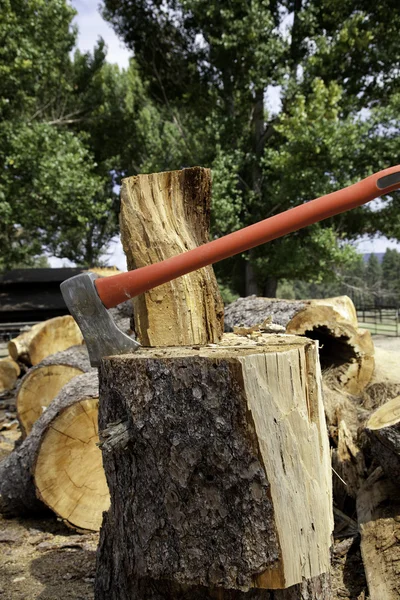 Axe in log stump — Stock Photo, Image