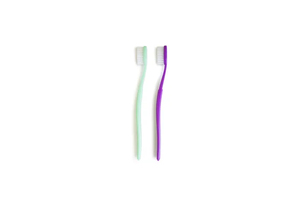 Two toothbrushes over white background — Stock Photo, Image