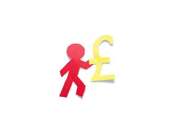 A red stick figure holding pound sign over white background — Stock Photo, Image