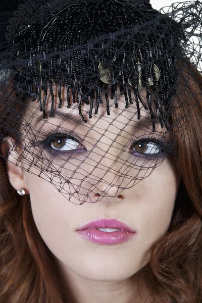 Close-up of elegant woman wearing veil — Stock Photo, Image