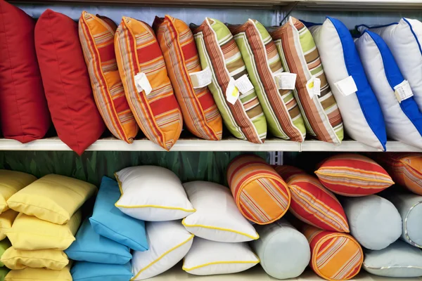 Cushions on display in store — Stock Photo, Image