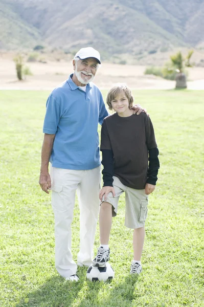 Grandfather And Grandson With Football — Stock Photo, Image