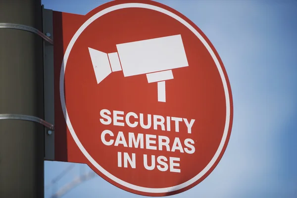 Placa de sinal de câmera de segurança — Fotografia de Stock