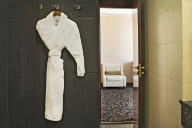 Bathrobe In Hotel Bathroom clipart