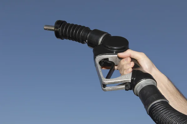 Male Hand Holding Fuel Nozzle — Stock Photo, Image