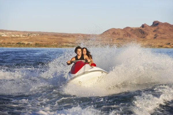 Happy Couple Riding PWC — Stock Photo, Image