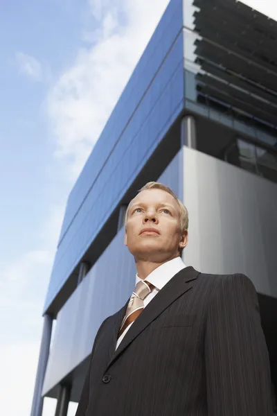 Confident Businessman Standing Outside Office Building — Stock Photo, Image