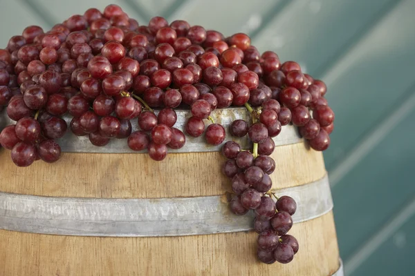 Uvas rojas en barrica — Foto de Stock