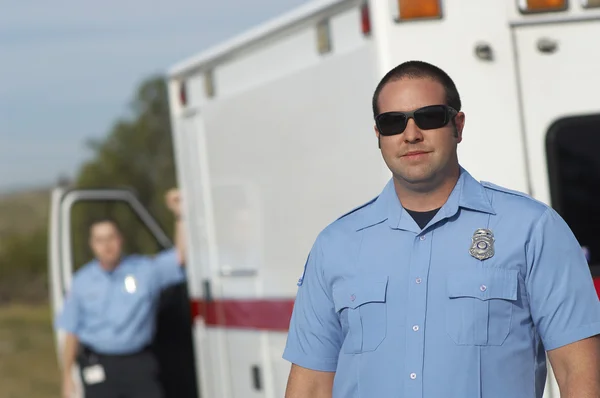 Paramedic In Front Of Ambulance — Stock Photo, Image