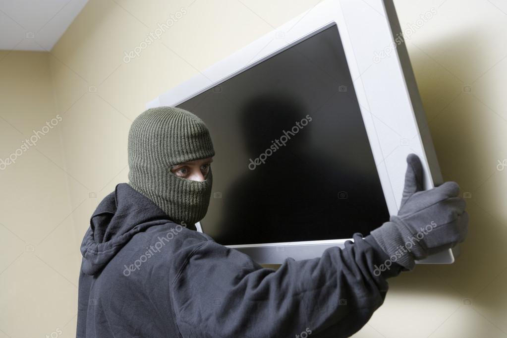 Thief Stealing Flat Screen Television