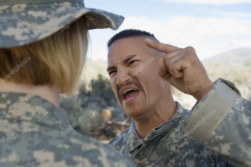 Military Officer Shouting At Female Soldier