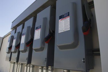 Electrical Breaker Boxes At Solar Power Plant clipart