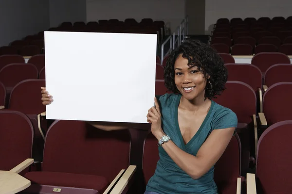 Female Student Holding Billboard — Stock Photo, Image
