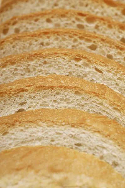 Bread Slices Diatur Di Baris — Stok Foto