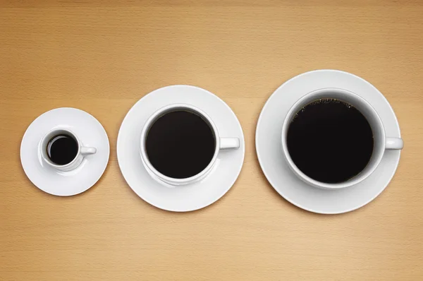 Verschillende maten voor koffie cups — Stockfoto