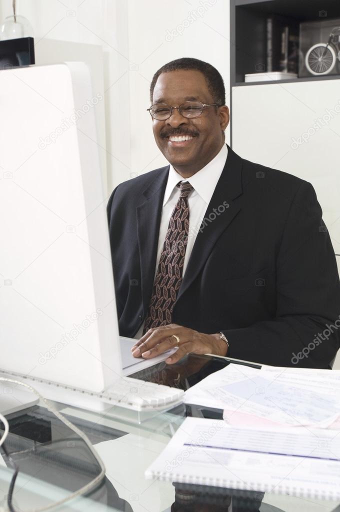 Businessman Working On Computer