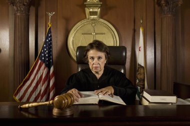 Judge Sitting In Courtroom clipart