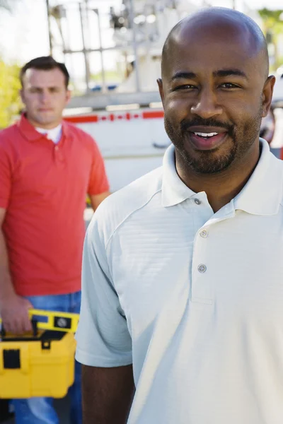 Two Construction Workers At Work — Stock Photo, Image