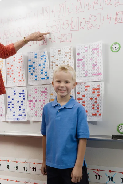 Teacher Showing Class A Clock — Stock Photo, Image