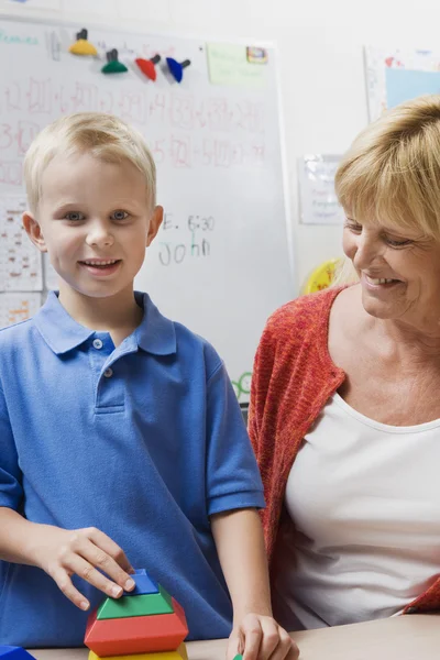 Teacher Showing Class A Clock — Stock Photo, Image