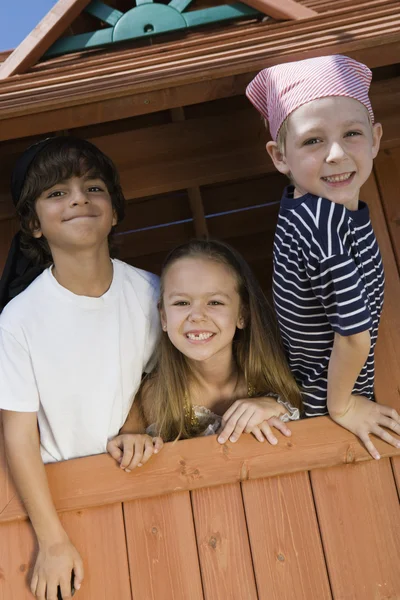 Kids Playing In A Playhouse — Stock Photo, Image