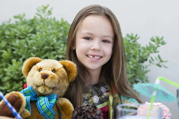 Girl With Teddy Bear — Stock Photo, Image