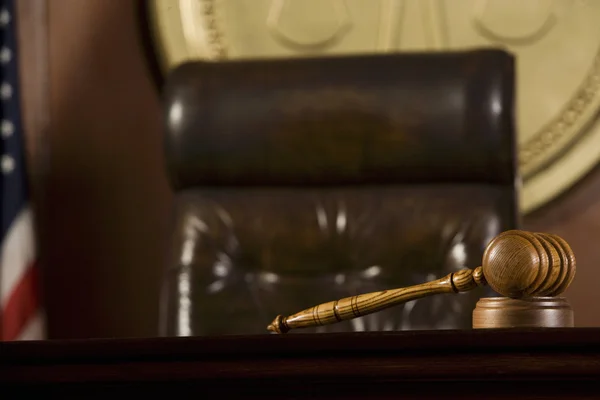 Gavel Lying In Courtroom — Stock Photo, Image