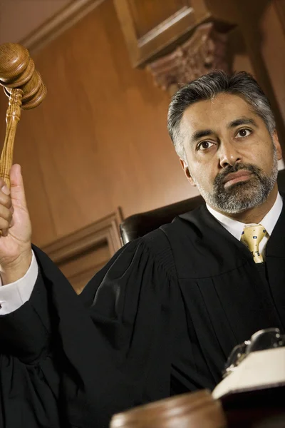 Male Judge Knocking Gavel — Stock Photo, Image