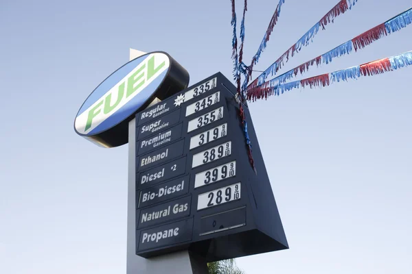 Gas prijs uithangbord — Stockfoto