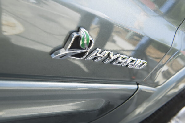 Sign on hybrid car
